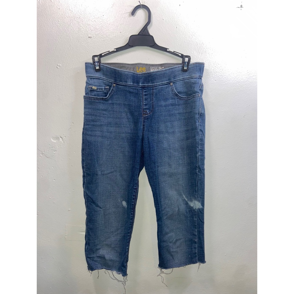 Lee Modern Series Grunge Comfy Dream Legging Jeans Mid Rise Denim Pull On Capris
